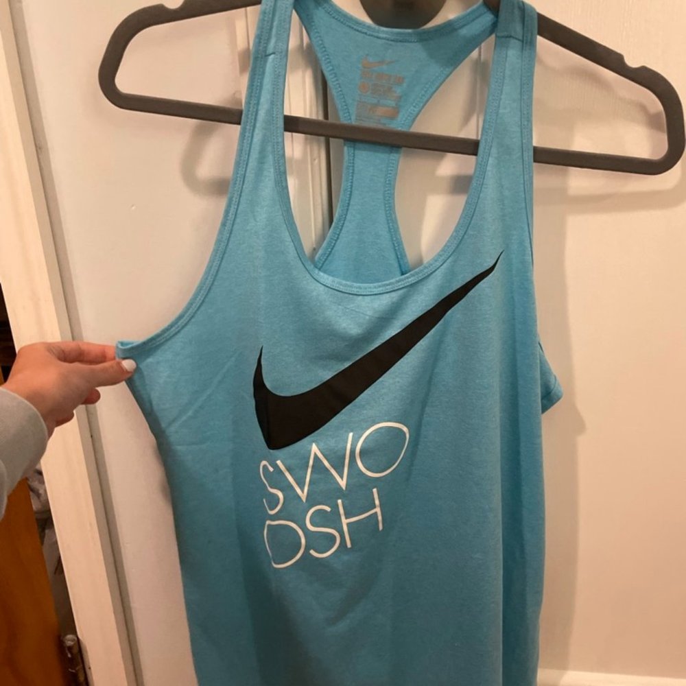 Turquoise Blue Nike Swoosh Dry Fit Exercise Tank Top